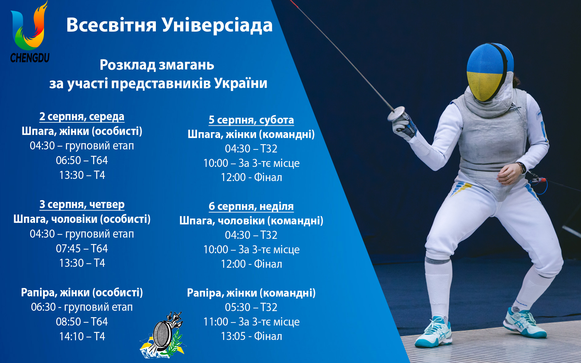 Вболіваємо за українських фехтувальників на Всесвітній Універсіаді!